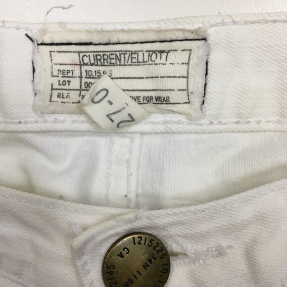 CURRENT ELLIOTT Sugar Wash The Boyfriend Roll Short Cuffed Raw Hem Denim Shorts - Picture 2 of 15